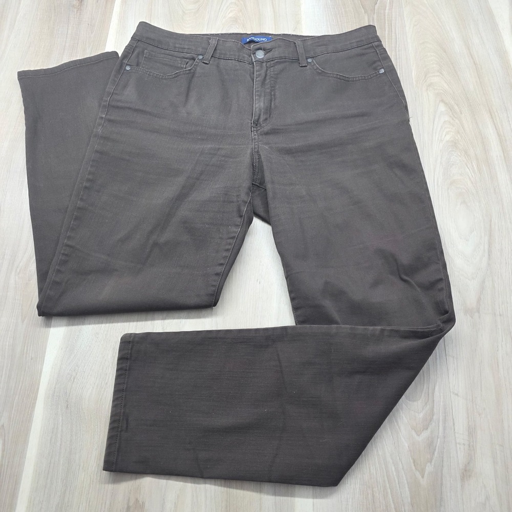 Bandolino Caroline Slim Pants Womens 12 Brown Stretch Cotton Straight Leg Trous